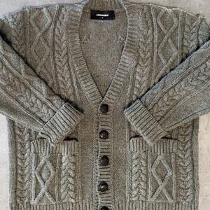 DSQUARED2: Men's Woven Cardigan in Melange Green Wool - S
